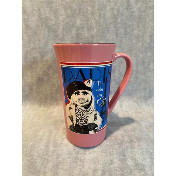 Disney Store Muppets Miss Piggy Paris The Only City Pour Moi Pink Tall Cup‎ Mug - Picture 7 of 7